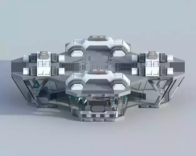 Sci-Fi Military Building - Control Room Low-poly 3D model