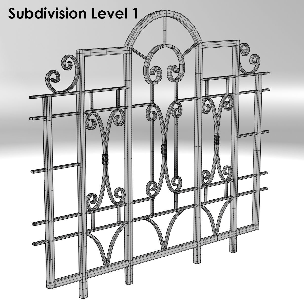 Railing wrought iron gate 3D model_4