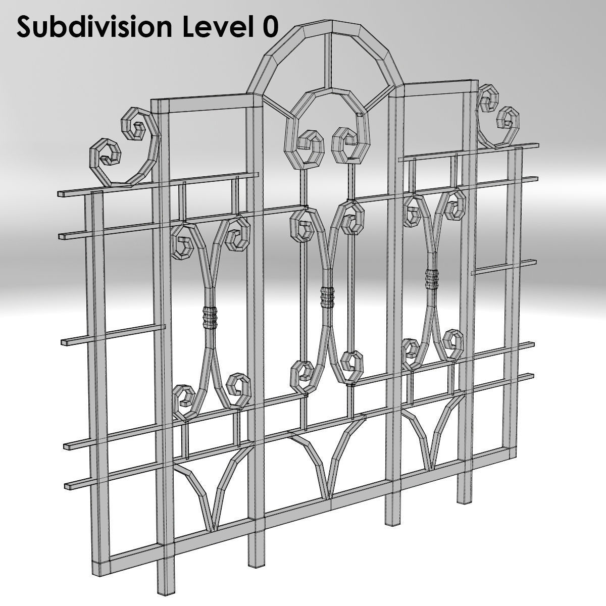 Railing wrought iron gate 3D model_3