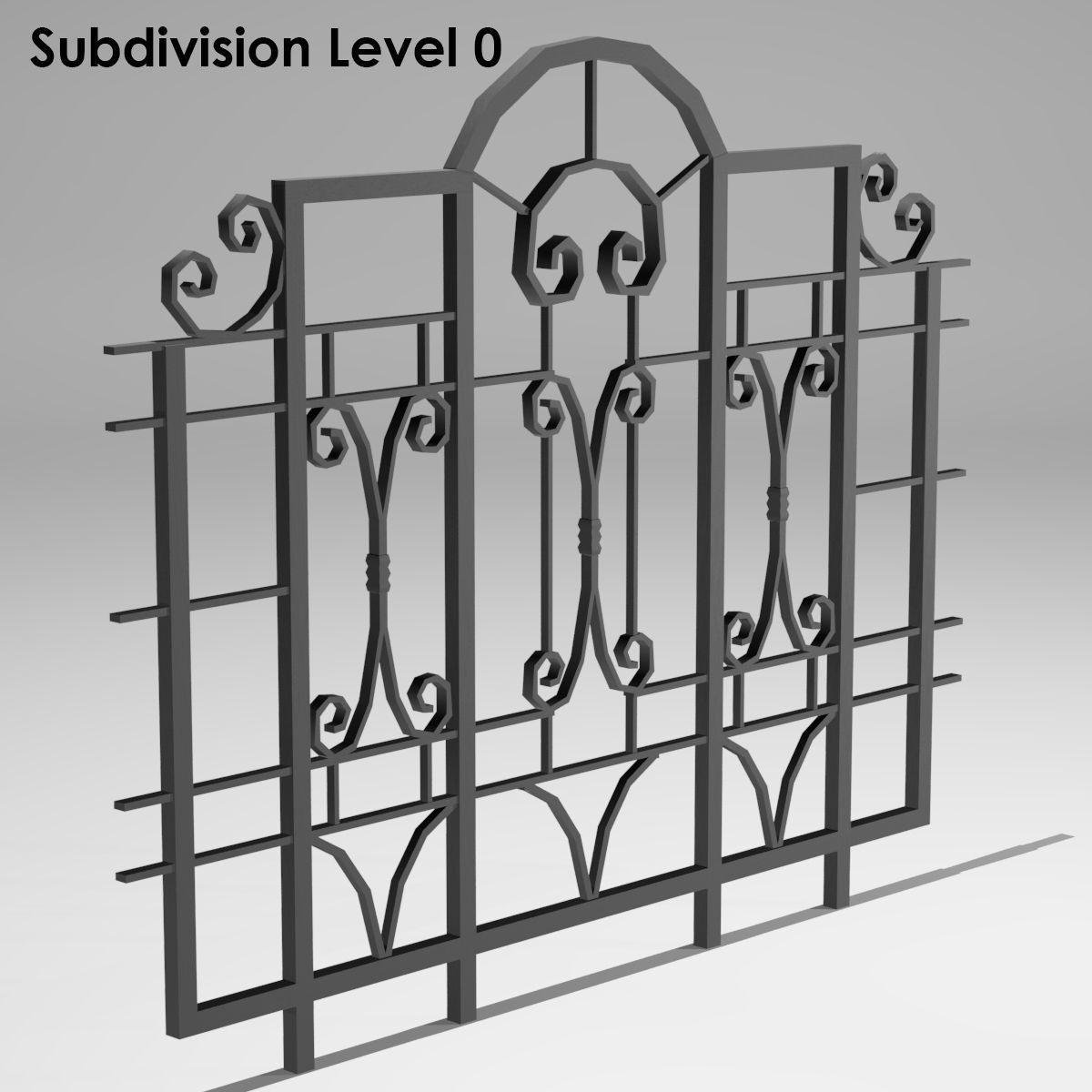 Railing wrought iron gate 3D model_1