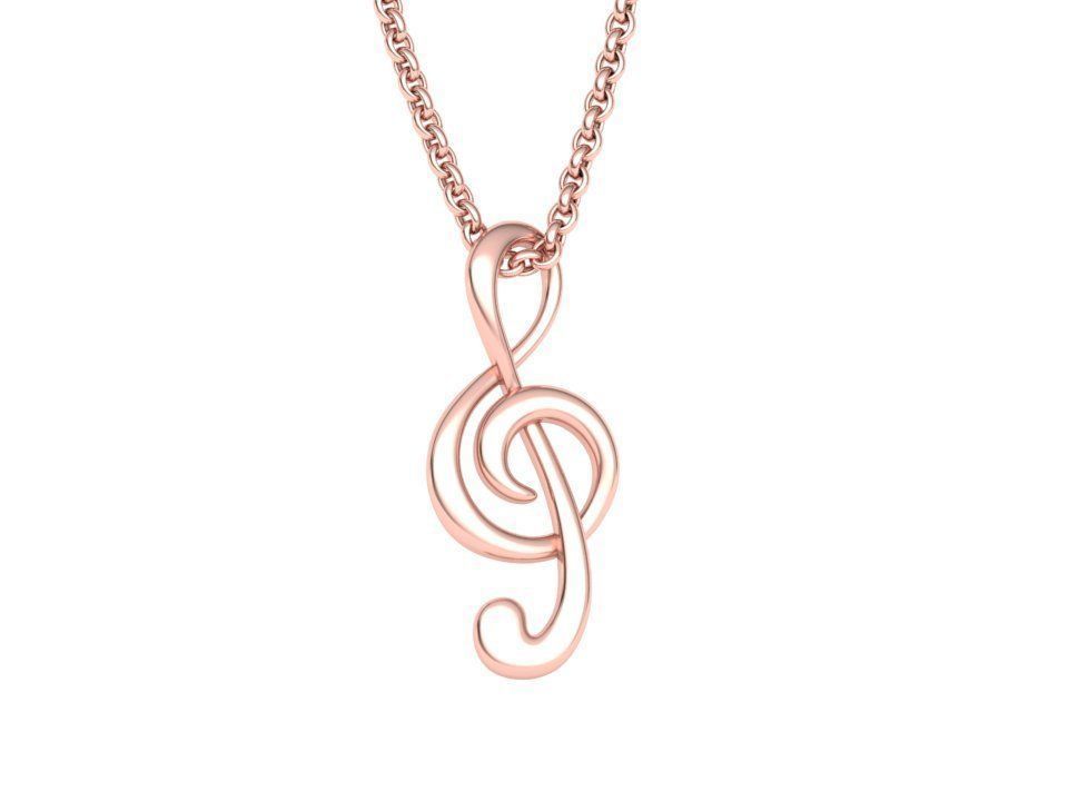  Music Note Treble Clef Note Necklace Pendant music 3dmodel 3D print model_7