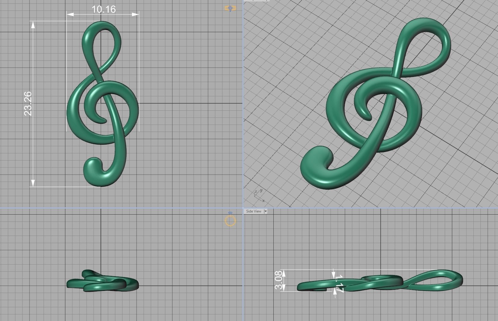  Music Note Treble Clef Note Necklace Pendant music 3dmodel 3D print model_10
