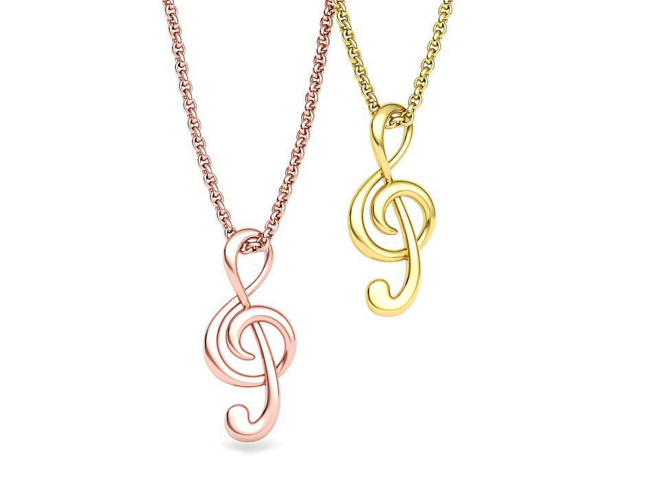  Music Note Treble Clef Note Necklace Pendant music 3dmodel 3D print model_1