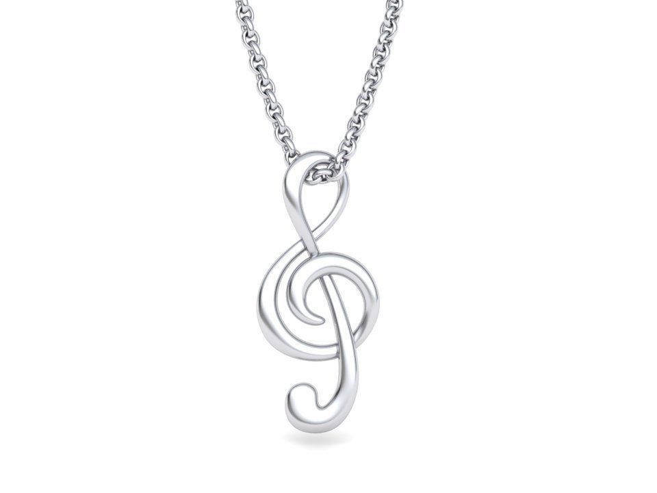  Music Note Treble Clef Note Necklace Pendant music 3dmodel 3D print model_6