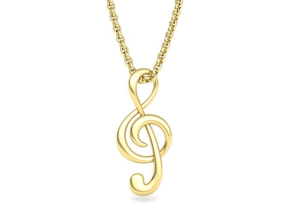  Music Note Treble Clef Note Necklace Pendant music 3dmodel 3D print model_5