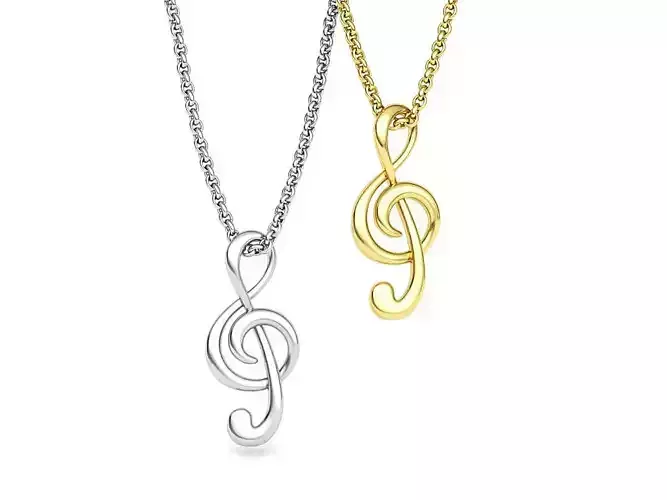  Music Note Treble Clef Note Necklace Pendant music 3dmodel 3D print model