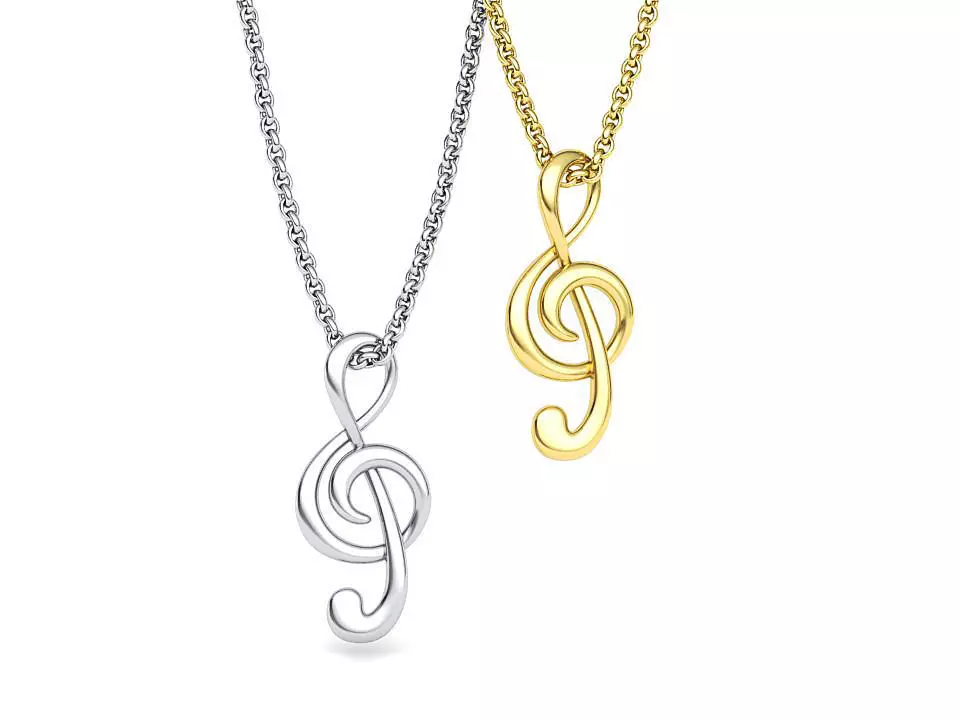  Music Note Treble Clef Note Necklace Pendant music 3dmodel 3D print model_0