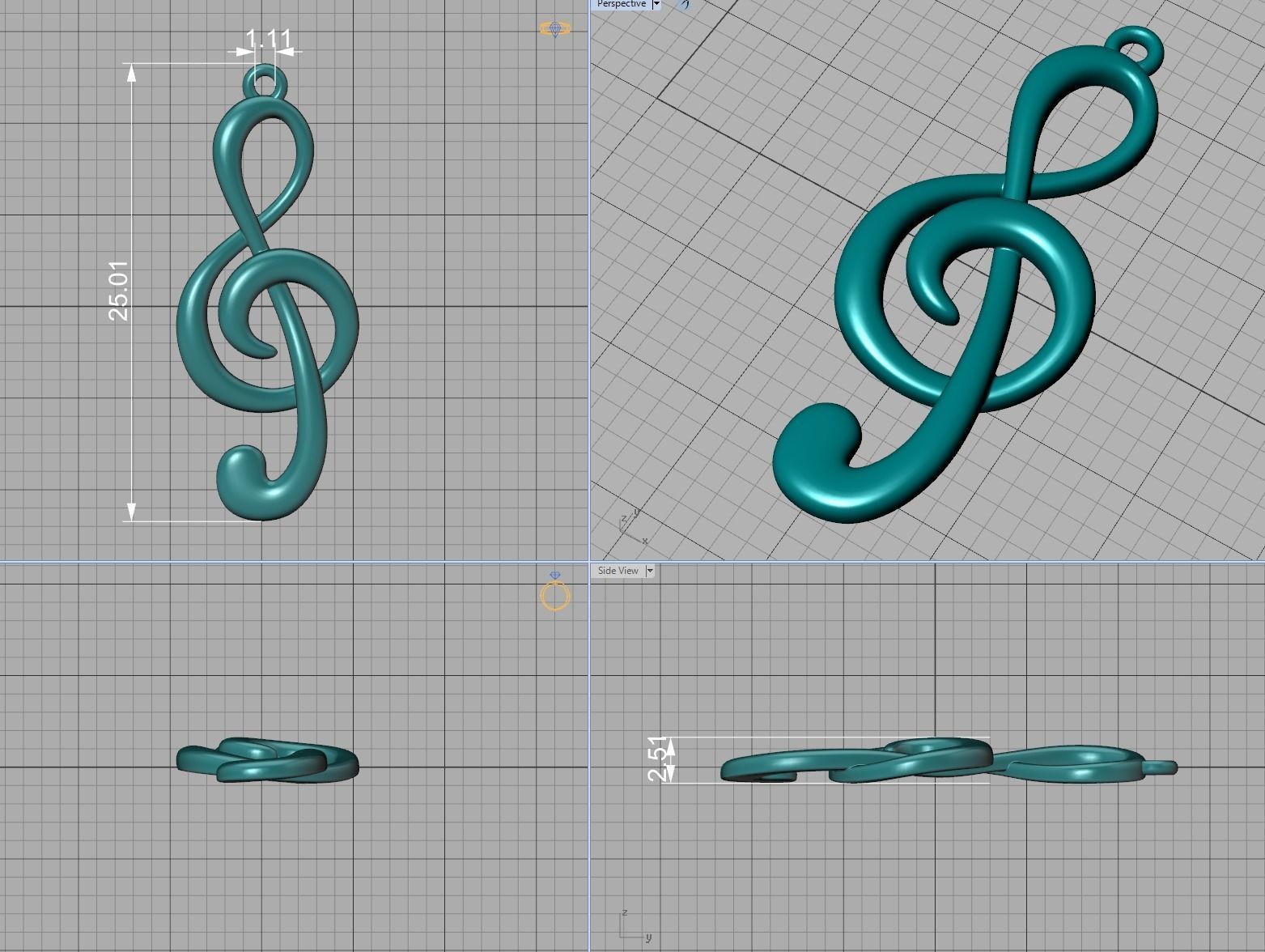  Music Note Treble Clef Note Necklace Pendant music 3dmodel 3D print model_11
