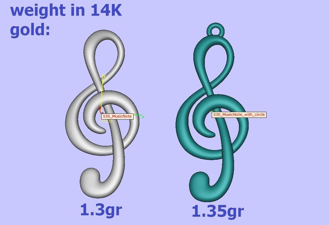  Music Note Treble Clef Note Necklace Pendant music 3dmodel 3D print model_12