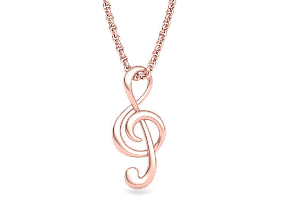  Music Note Treble Clef Note Necklace Pendant music 3dmodel 3D print model_4