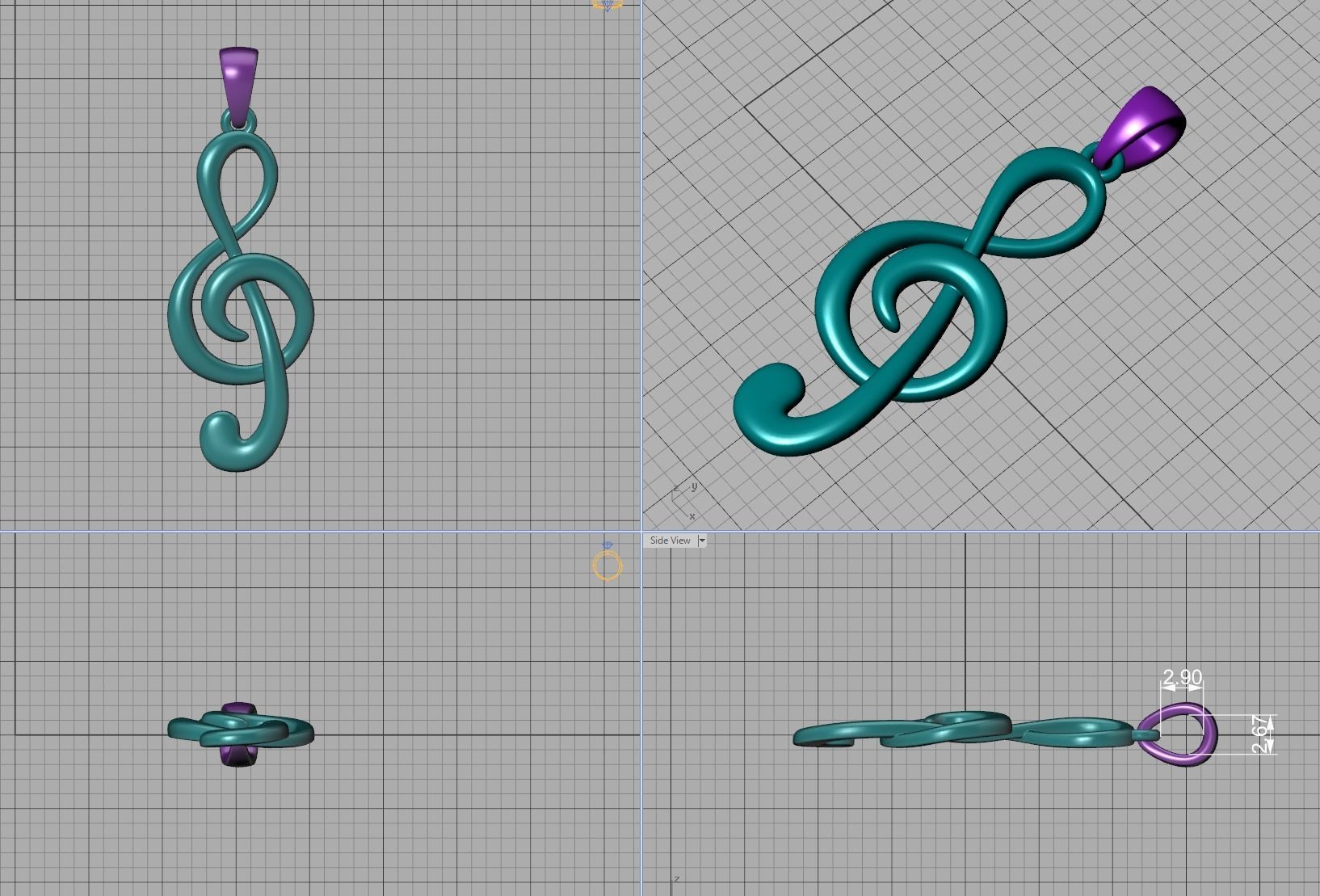  Music Note Treble Clef Note Necklace Pendant music 3dmodel 3D print model_15