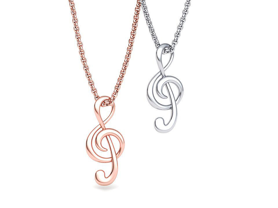  Music Note Treble Clef Note Necklace Pendant music 3dmodel 3D print model_2