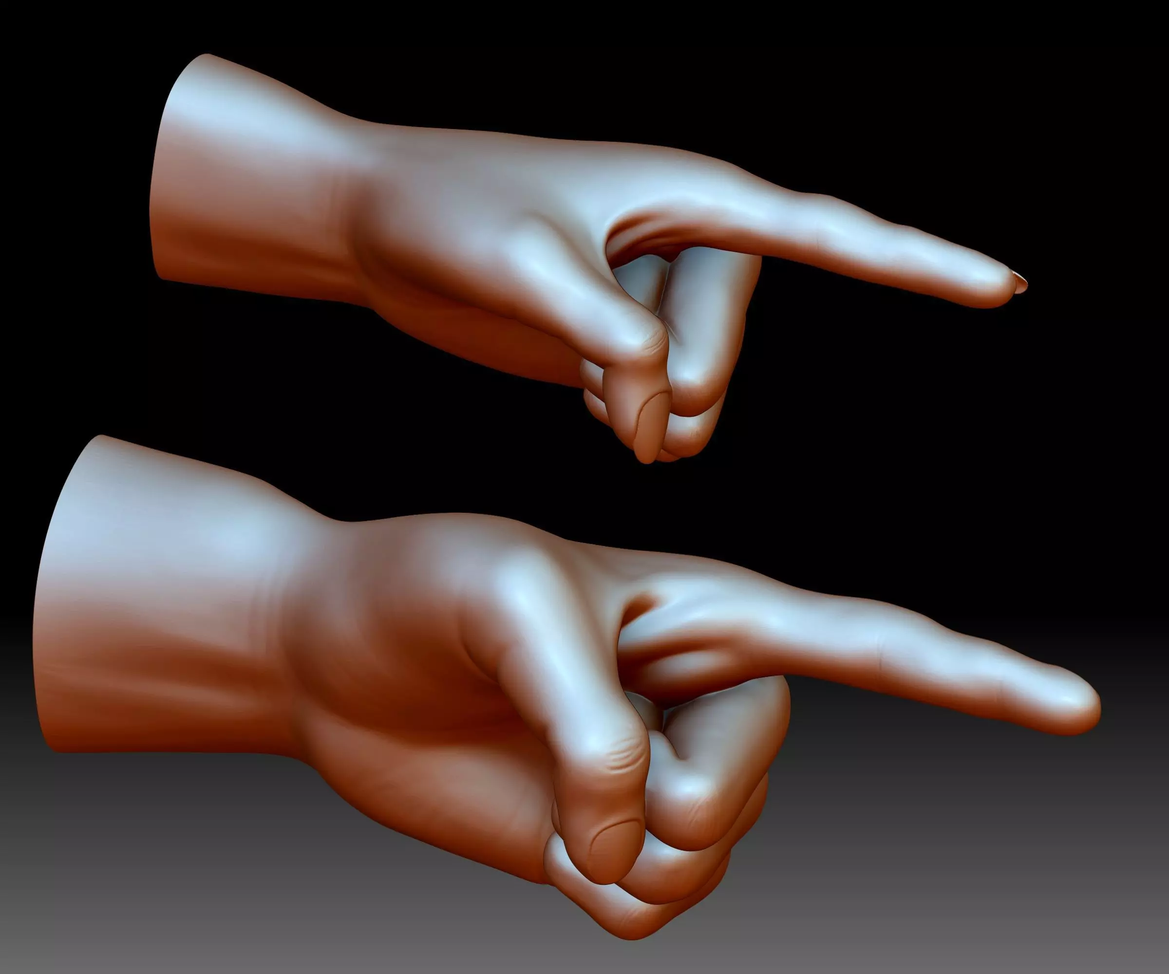 Hand point gesture STL file 3D printable model male female 3D print model_0