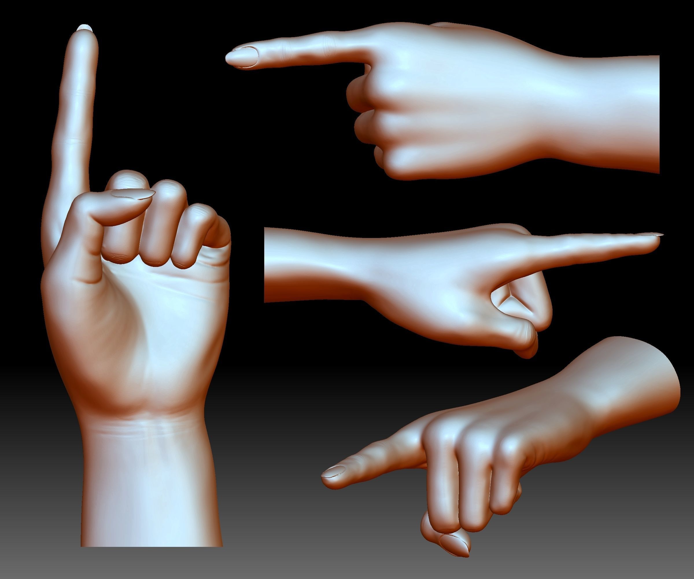 Hand point gesture STL file 3D printable model male female 3D print model_5