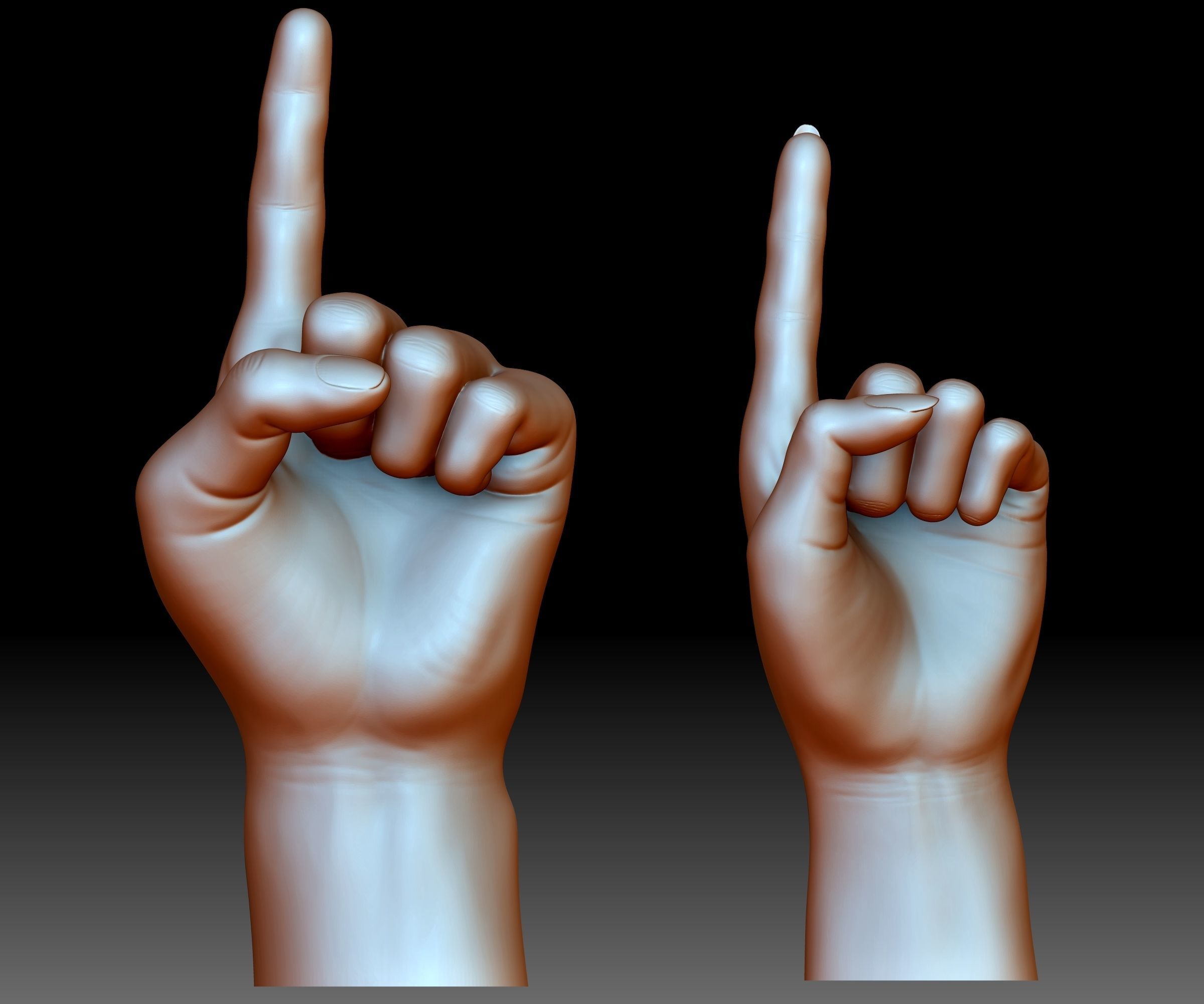 Hand point gesture STL file 3D printable model male female 3D print model_1