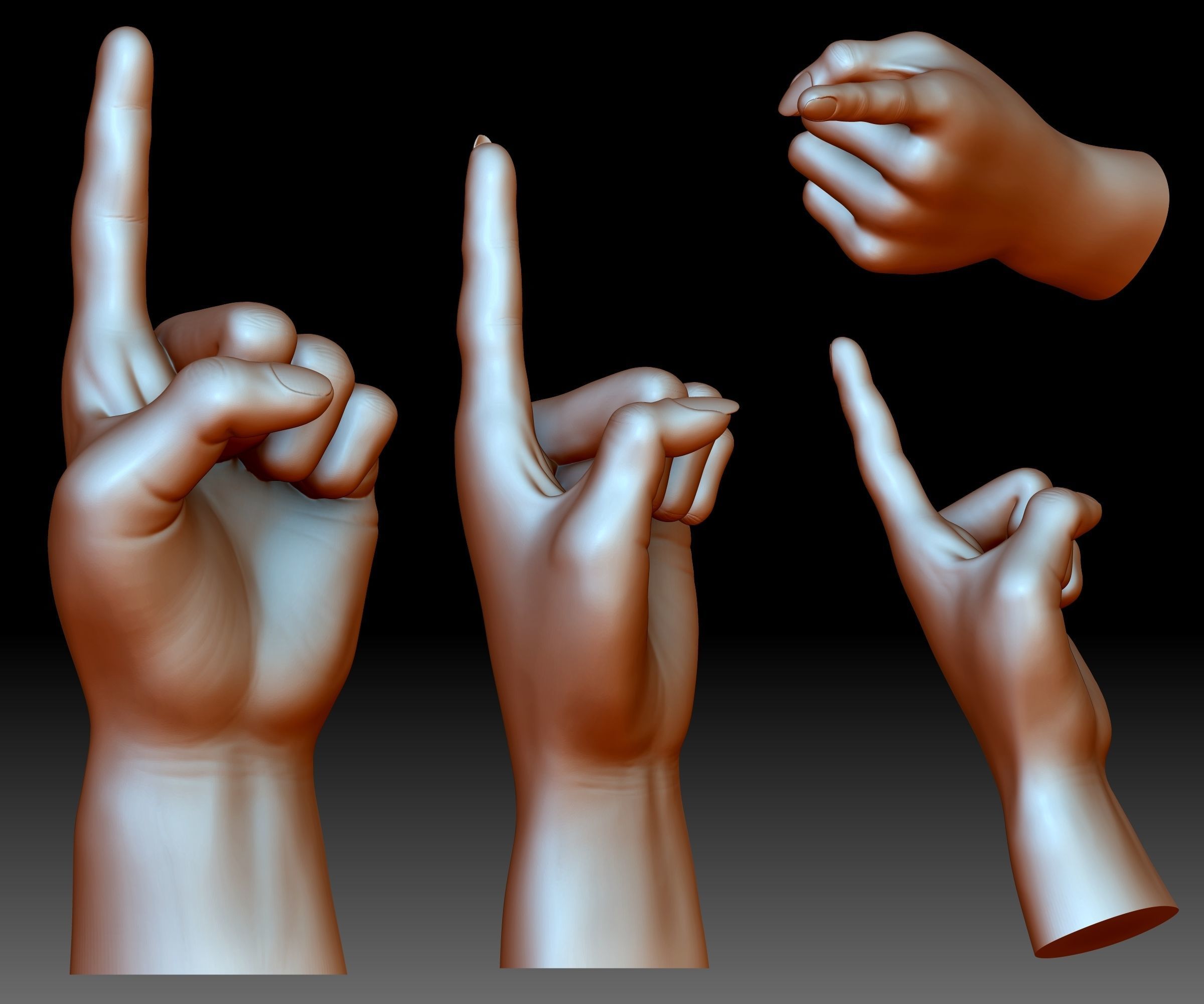 Hand point gesture STL file 3D printable model male female 3D print model_2