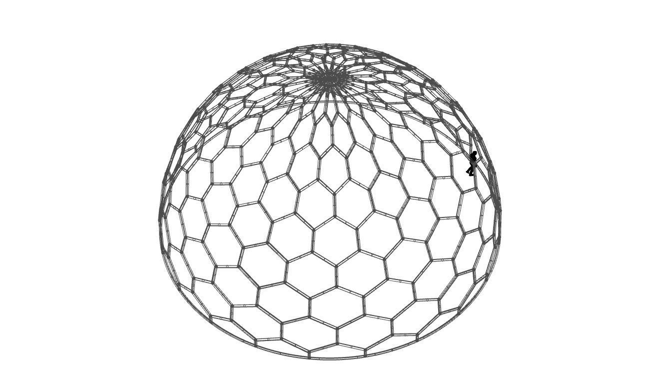 Hexagonal Dome structure Geodoesic Like Wireframe Design 3D model_59