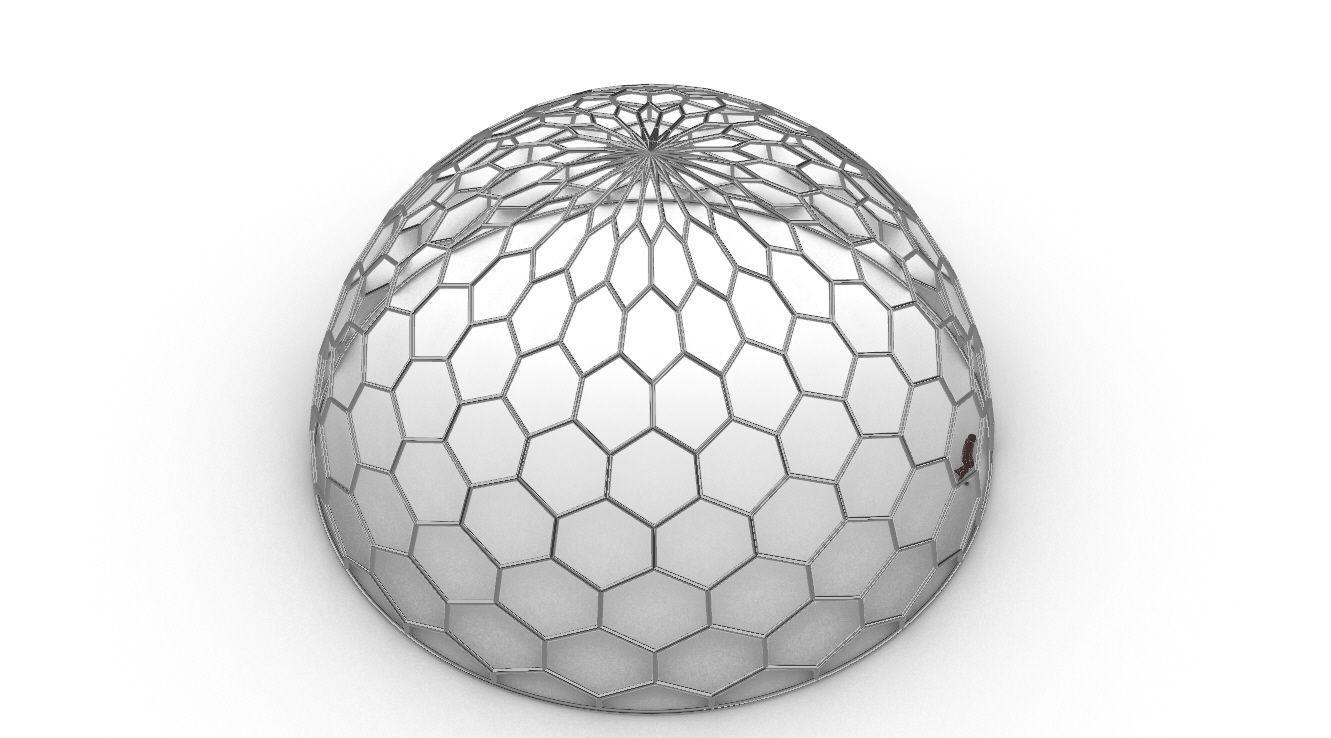 Hexagonal Dome structure Geodoesic Like Wireframe Design 3D model_90