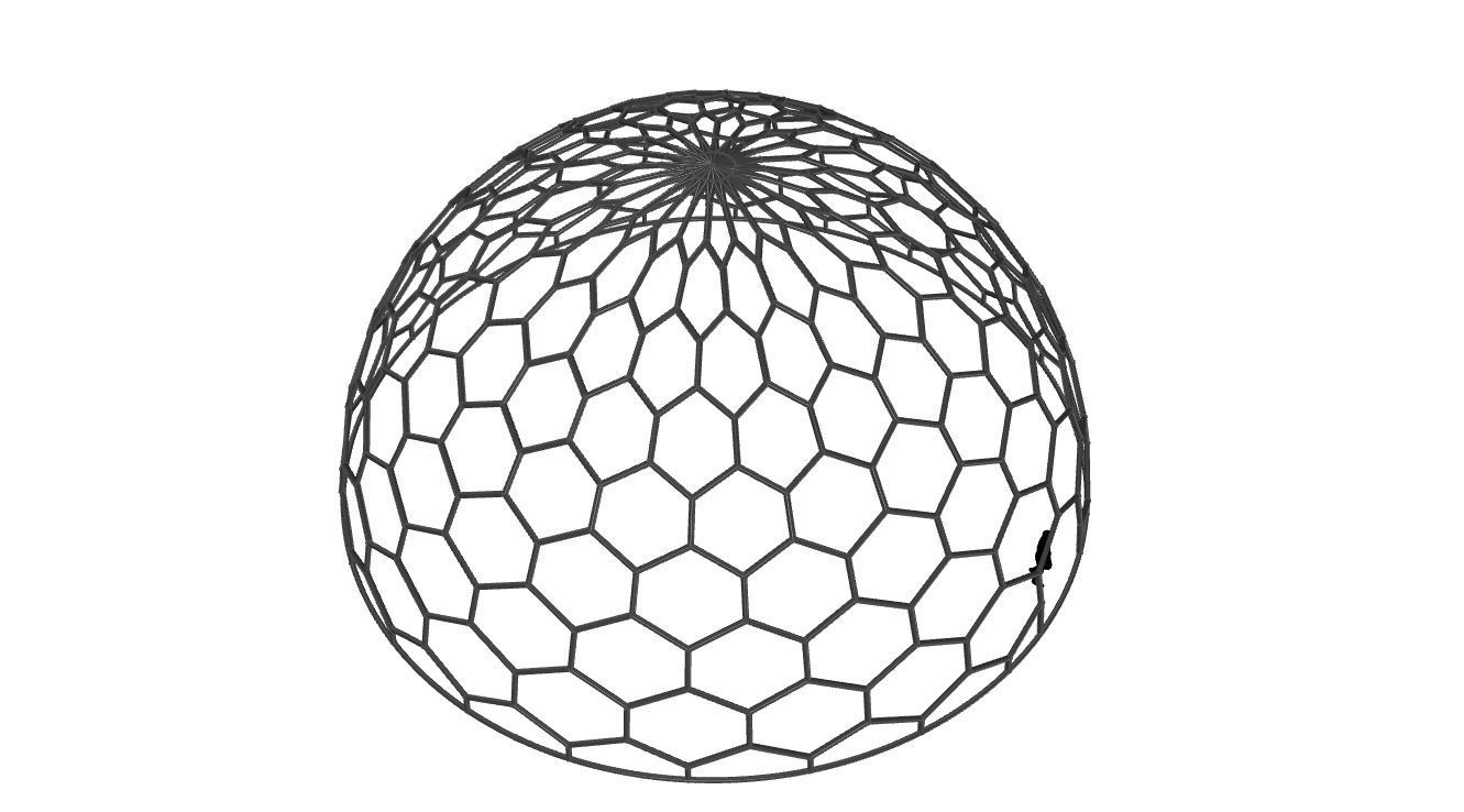 Hexagonal Dome structure Geodoesic Like Wireframe Design 3D model_33