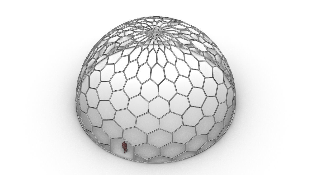 Hexagonal Dome structure Geodoesic Like Wireframe Design 3D model_60