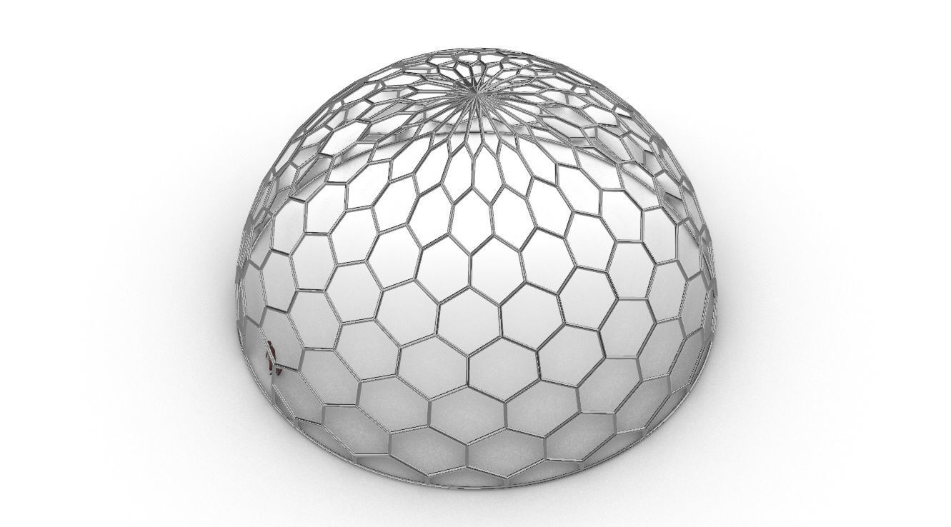 Hexagonal Dome structure Geodoesic Like Wireframe Design 3D model_83