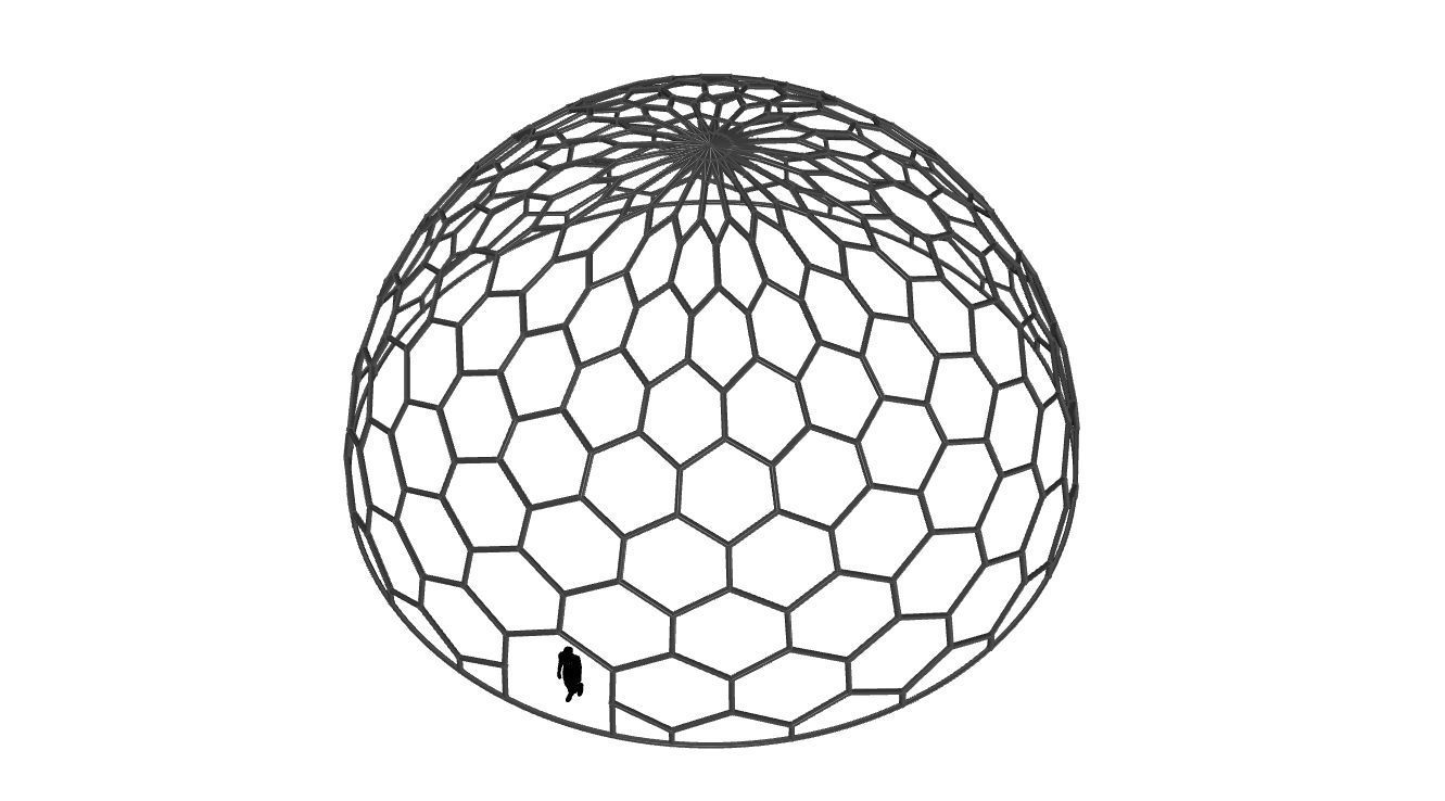 Hexagonal Dome structure Geodoesic Like Wireframe Design 3D model_106