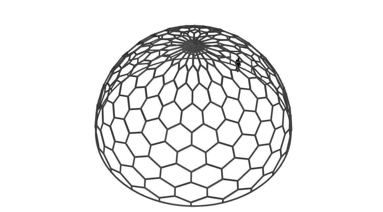 Hexagonal Dome structure Geodoesic Like Wireframe Design 3D model_39