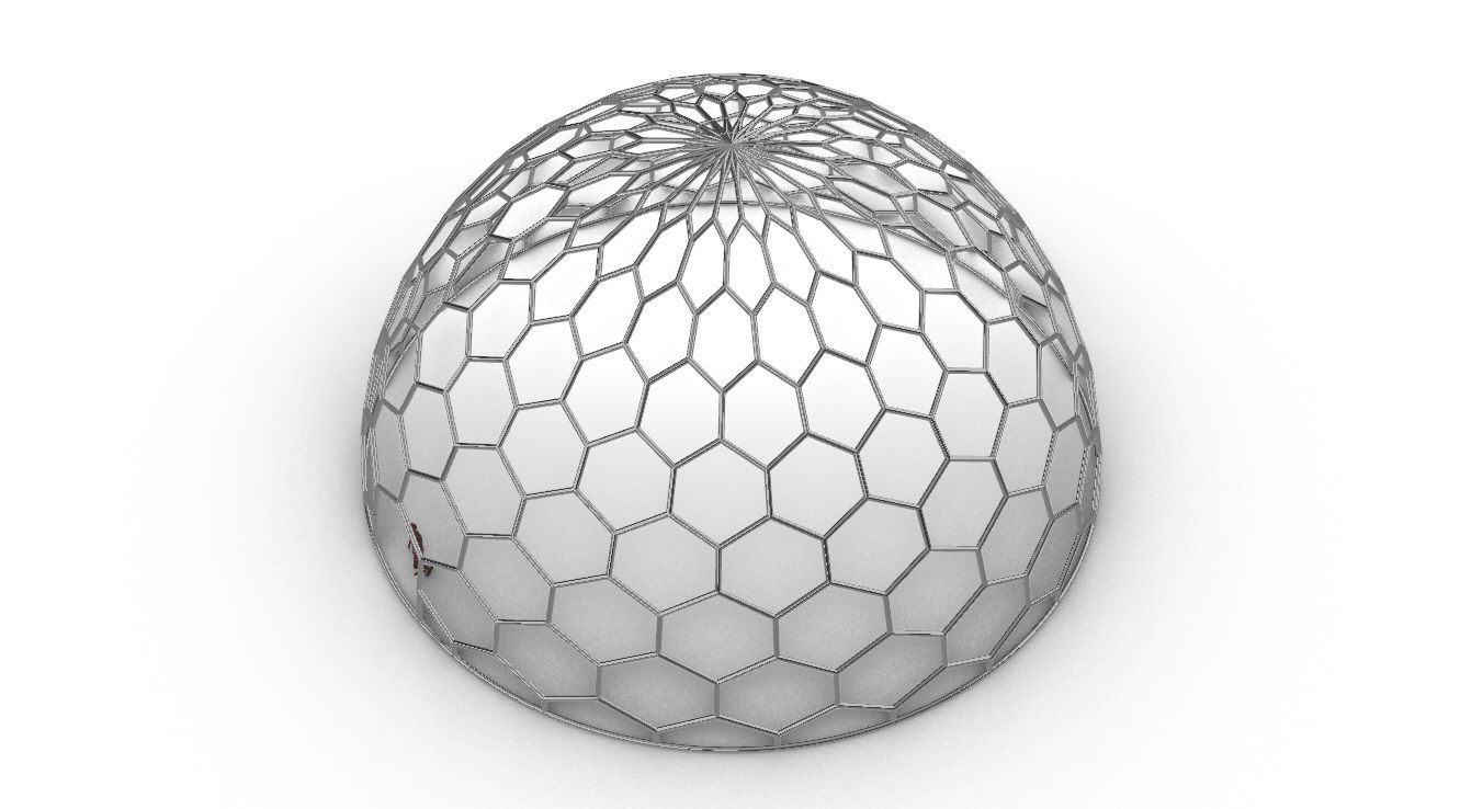 Hexagonal Dome structure Geodoesic Like Wireframe Design 3D model_63