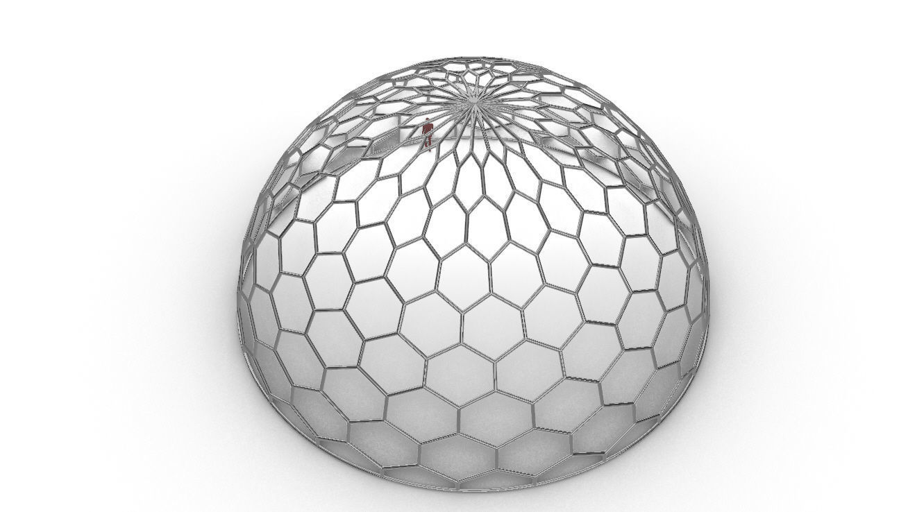 Hexagonal Dome structure Geodoesic Like Wireframe Design 3D model_78