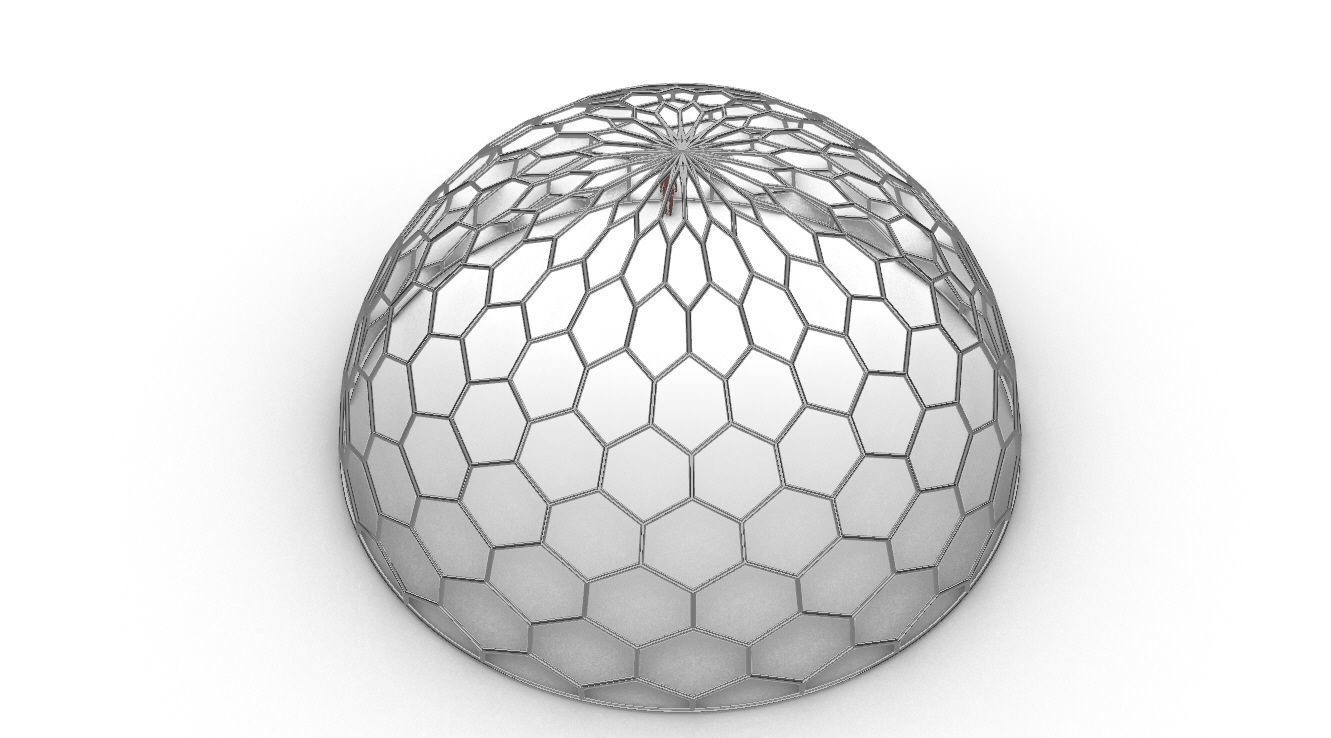 Hexagonal Dome structure Geodoesic Like Wireframe Design 3D model_76