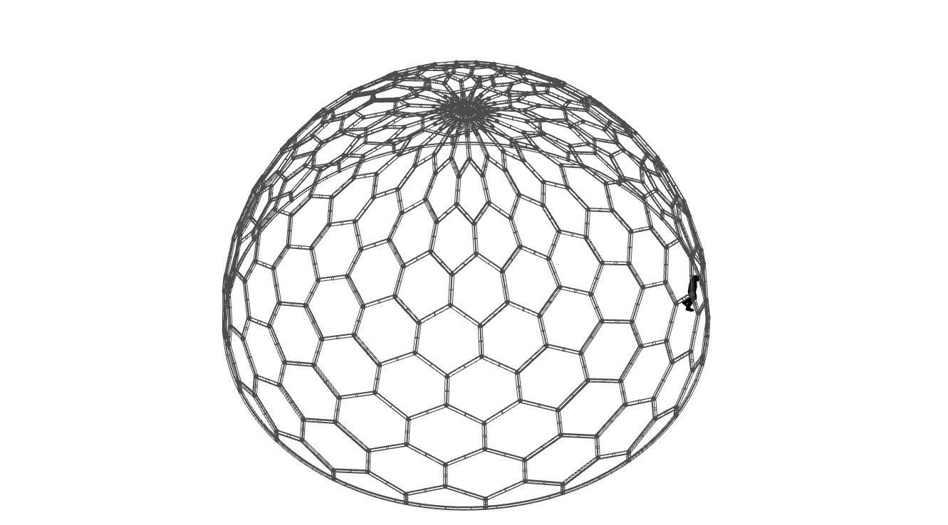 Hexagonal Dome structure Geodoesic Like Wireframe Design 3D model_70