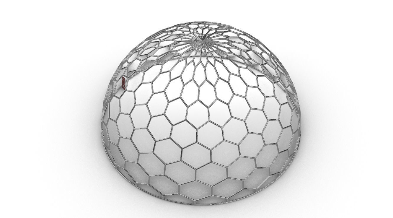 Hexagonal Dome structure Geodoesic Like Wireframe Design 3D model_67