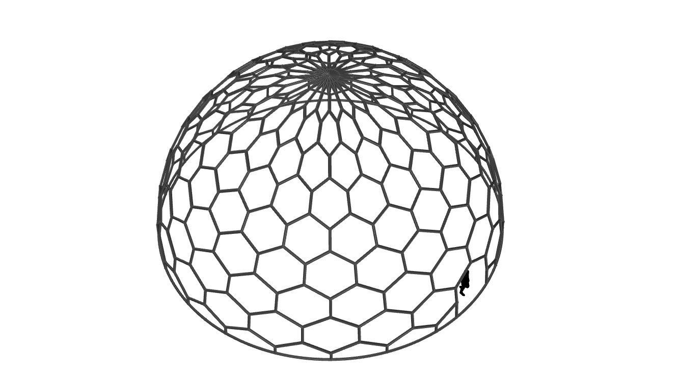 Hexagonal Dome structure Geodoesic Like Wireframe Design 3D model_35