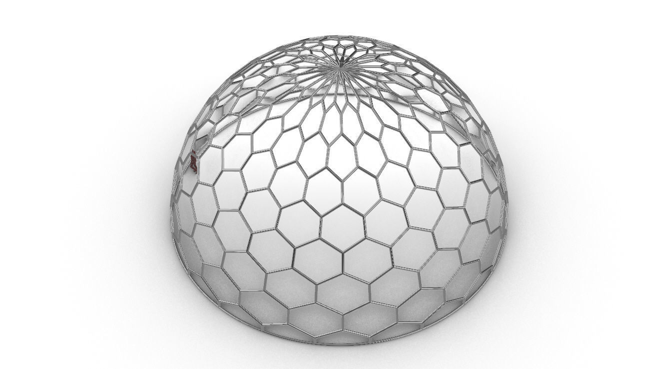 Hexagonal Dome structure Geodoesic Like Wireframe Design 3D model_80