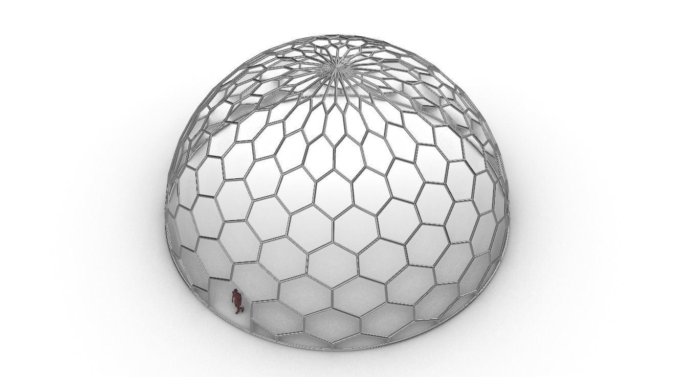 Hexagonal Dome structure Geodoesic Like Wireframe Design 3D model_55