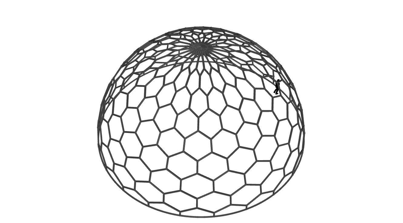 Hexagonal Dome structure Geodoesic Like Wireframe Design 3D model_44