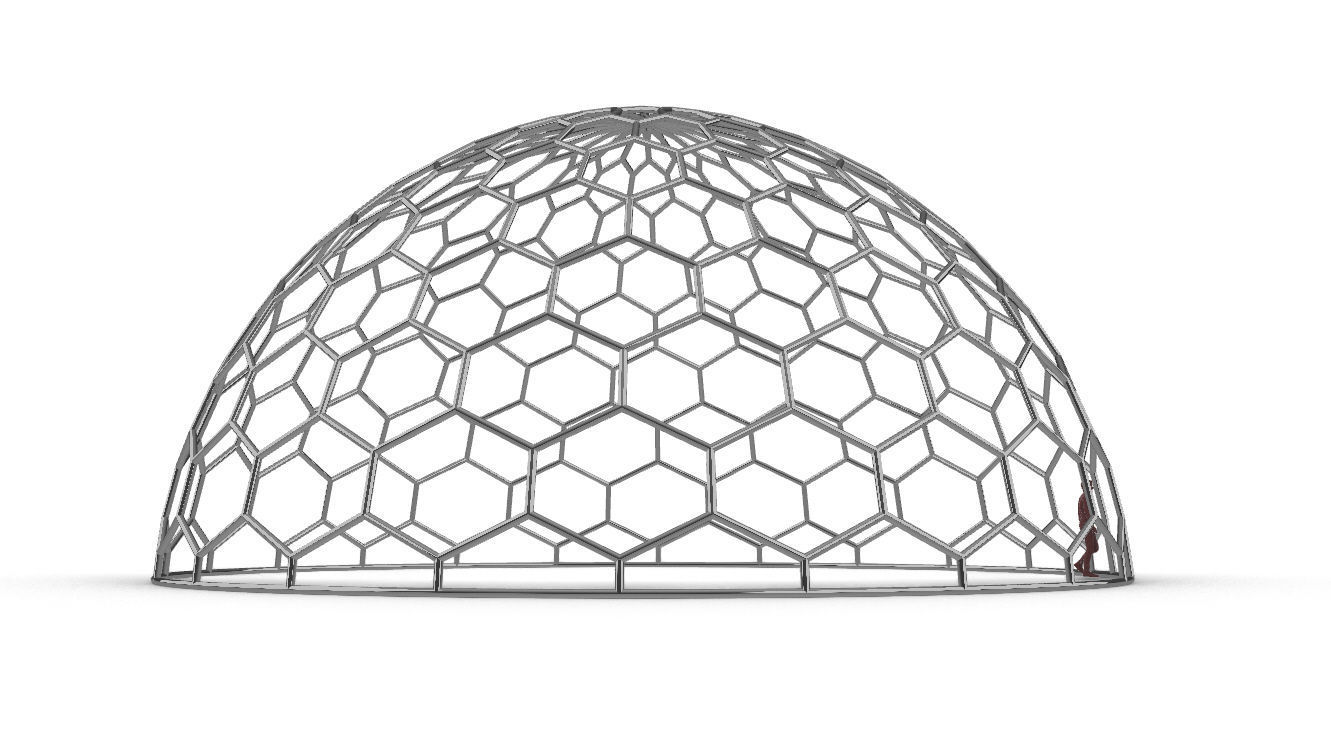 Hexagonal Dome structure Geodoesic Like Wireframe Design 3D model_24