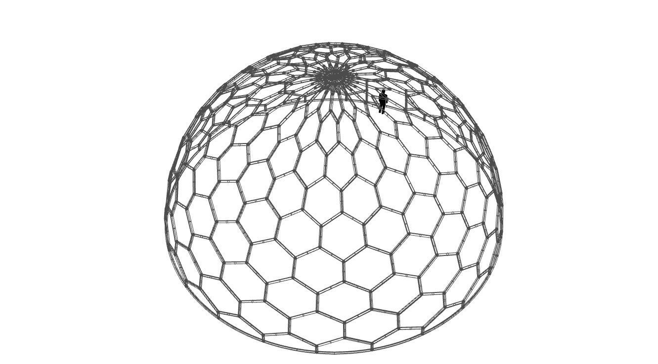 Hexagonal Dome structure Geodoesic Like Wireframe Design 3D model_118