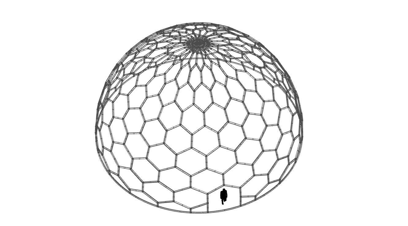 Hexagonal Dome structure Geodoesic Like Wireframe Design 3D model_119
