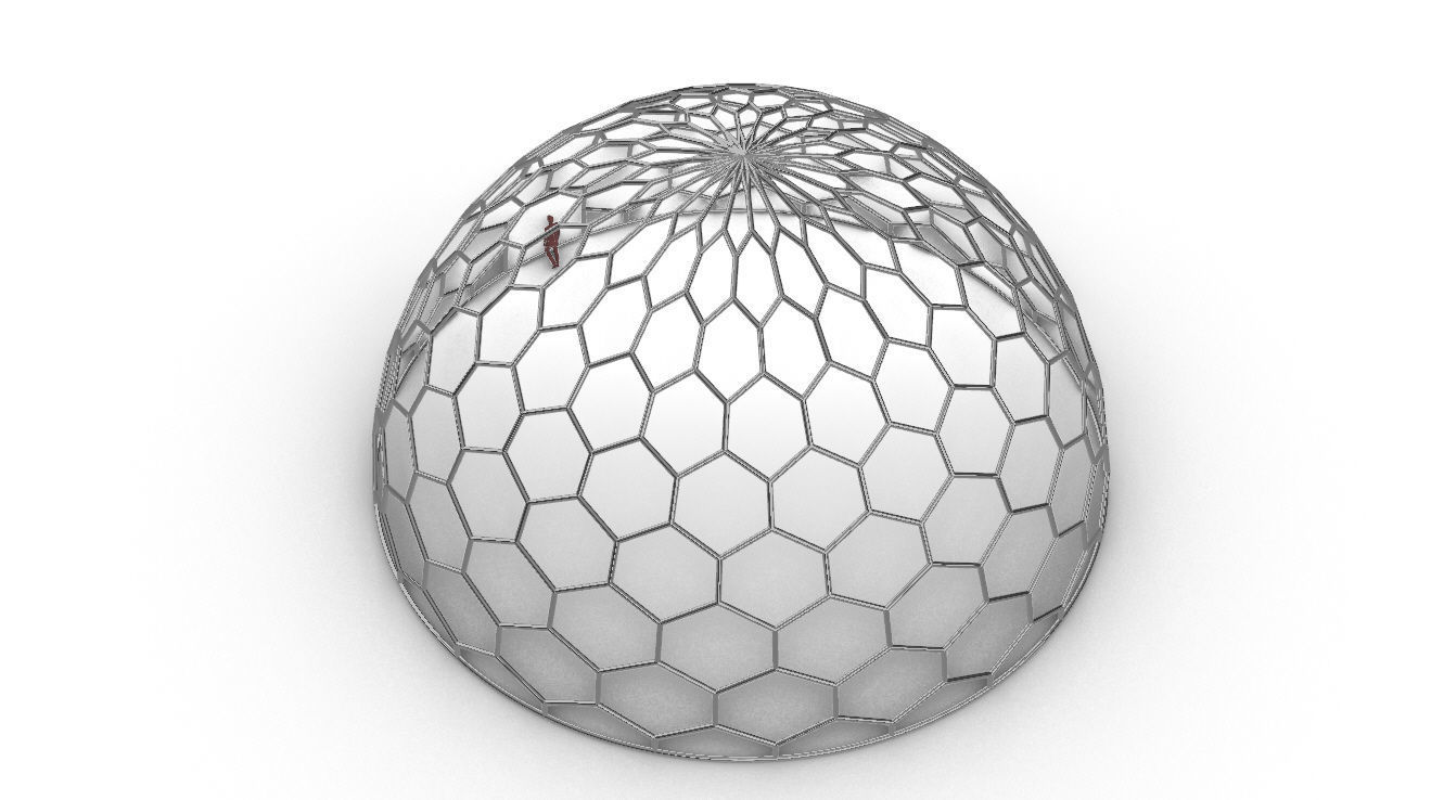 Hexagonal Dome structure Geodoesic Like Wireframe Design 3D model_97