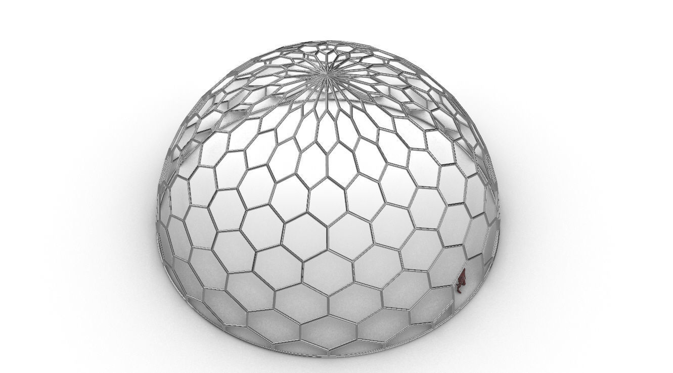 Hexagonal Dome structure Geodoesic Like Wireframe Design 3D model_89