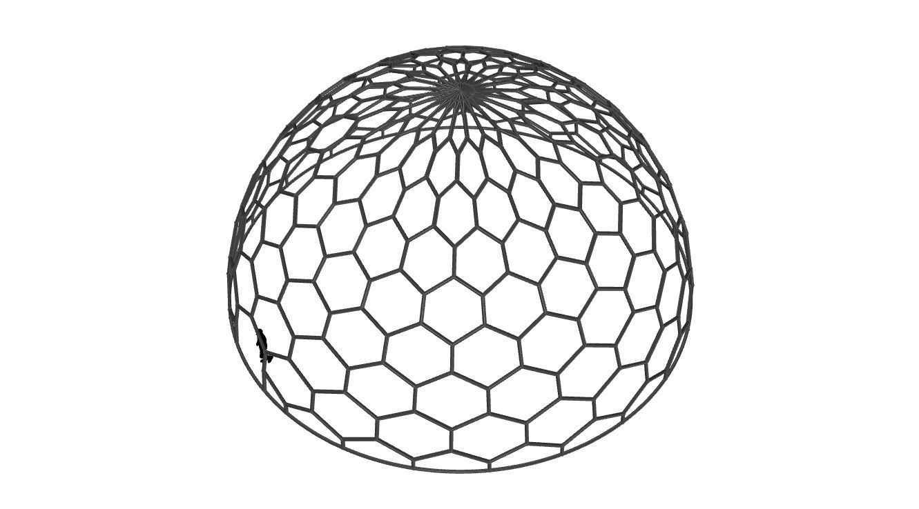 Hexagonal Dome structure Geodoesic Like Wireframe Design 3D model_54