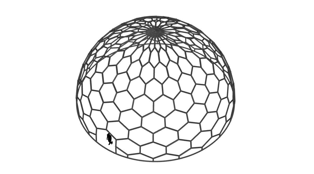 Hexagonal Dome structure Geodoesic Like Wireframe Design 3D model_108