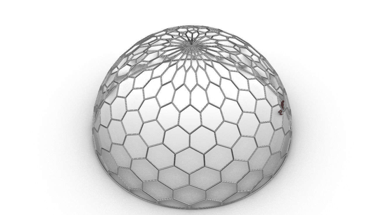 Hexagonal Dome structure Geodoesic Like Wireframe Design 3D model_88