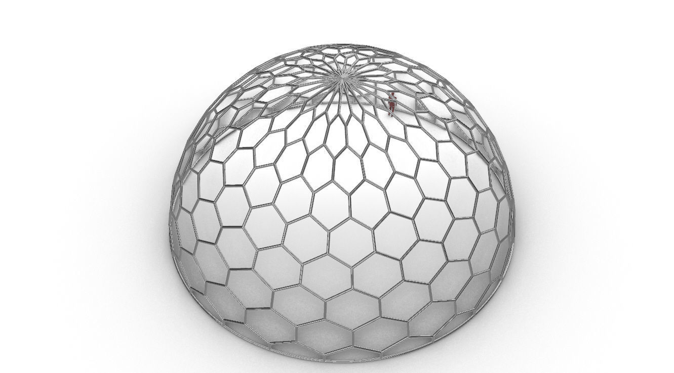 Hexagonal Dome structure Geodoesic Like Wireframe Design 3D model_93