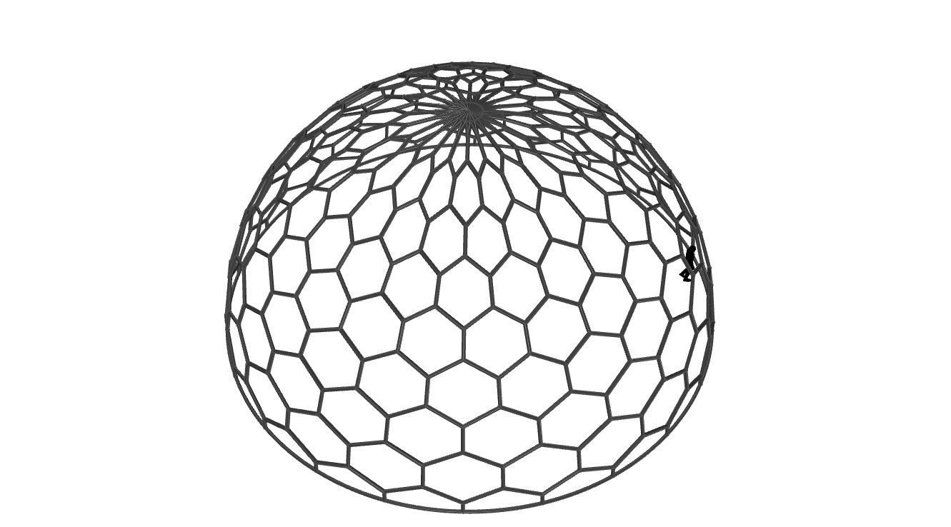 Hexagonal Dome structure Geodoesic Like Wireframe Design 3D model_47