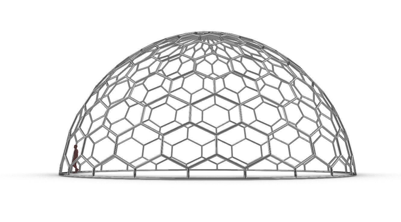 Hexagonal Dome structure Geodoesic Like Wireframe Design 3D model_8