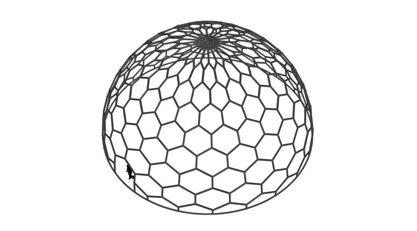 Hexagonal Dome structure Geodoesic Like Wireframe Design 3D model_37