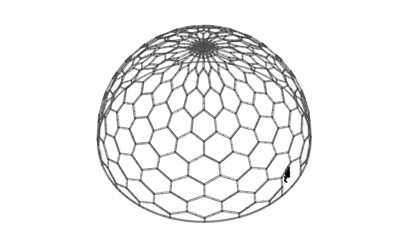 Hexagonal Dome structure Geodoesic Like Wireframe Design 3D model_73