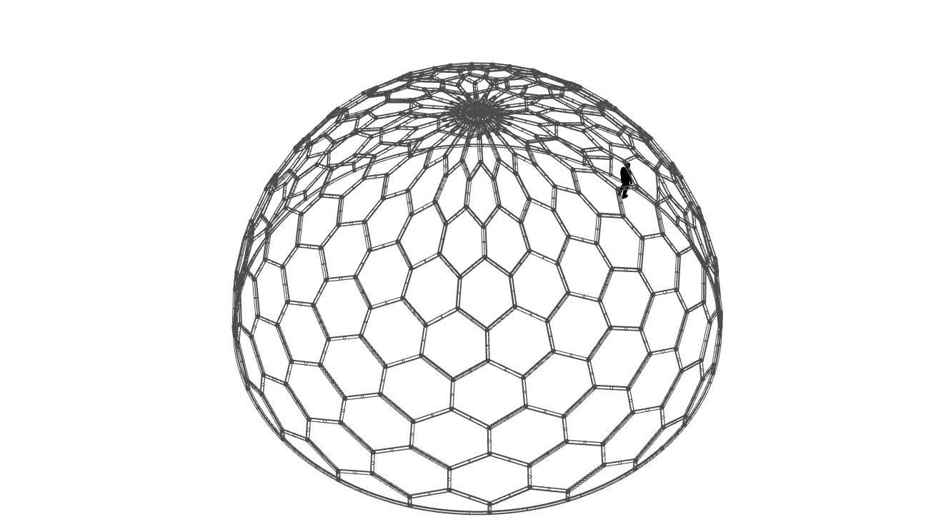 Hexagonal Dome structure Geodoesic Like Wireframe Design 3D model_71
